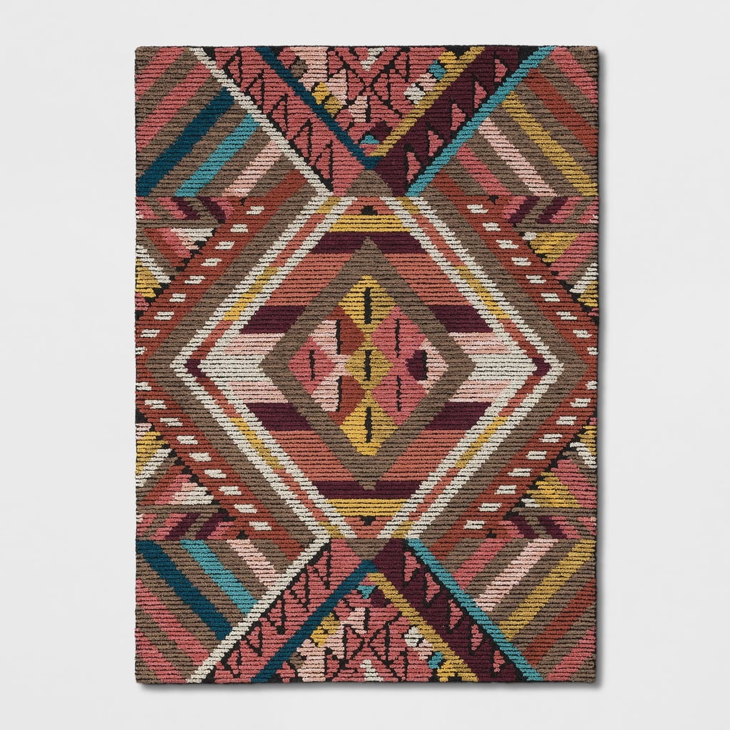 Pink/Red/Yellow Geometric Wool Tufted Area Rug