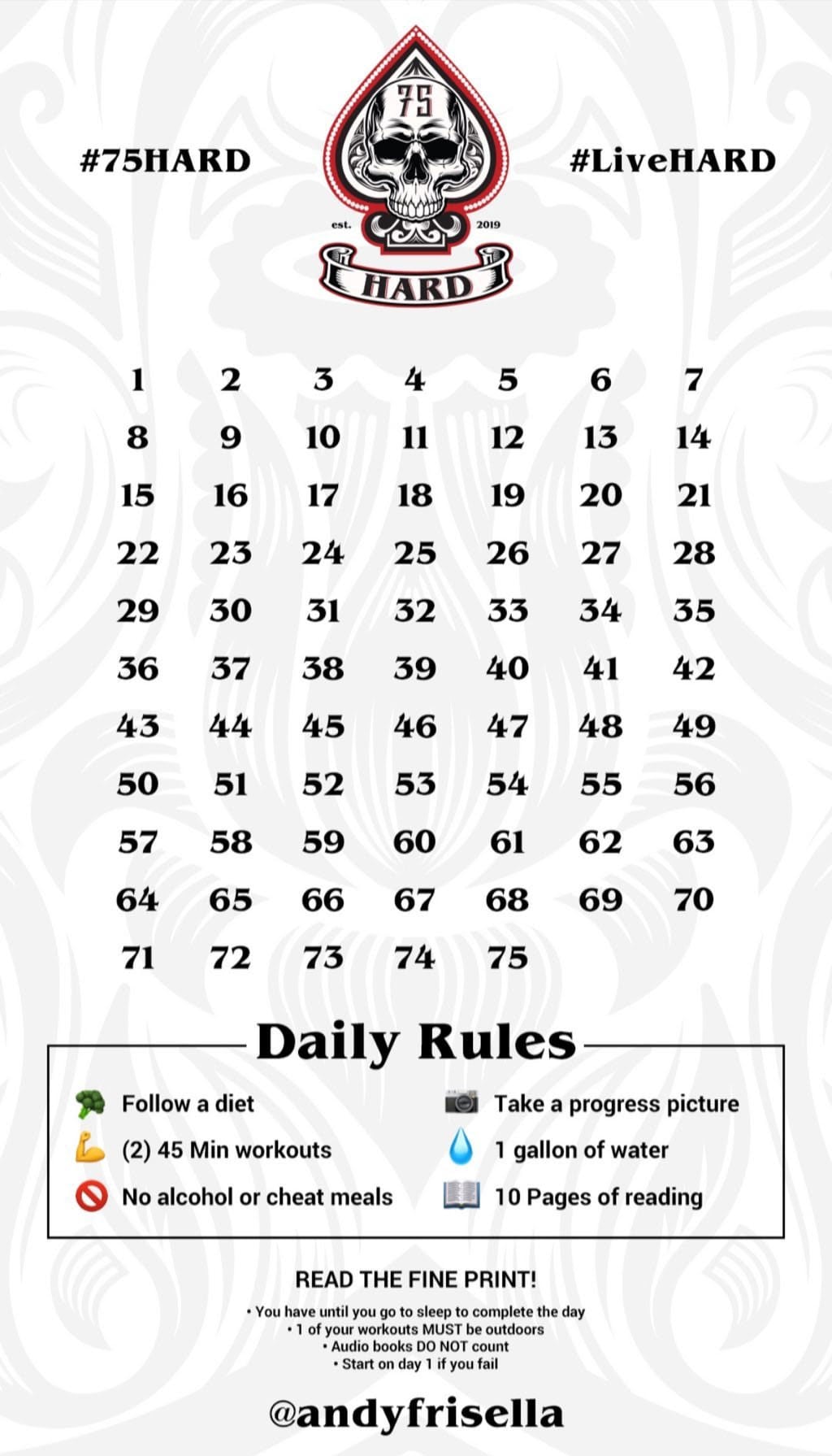 75 Hard Free Printable