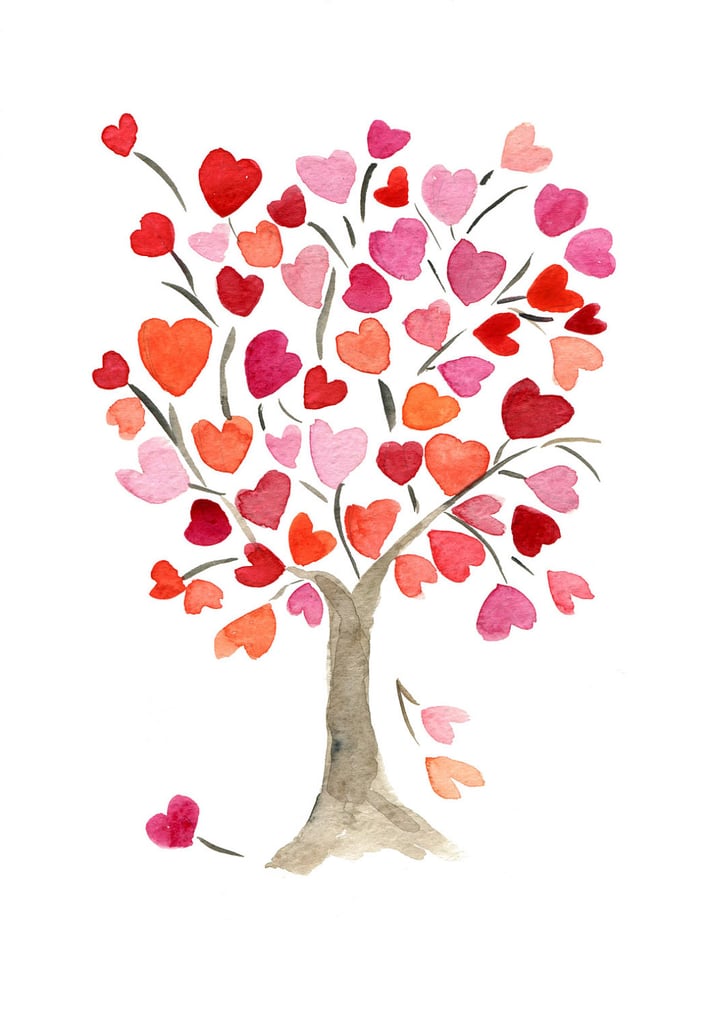Bring some love into your child's space with the heart tree watercolor painting ($21).