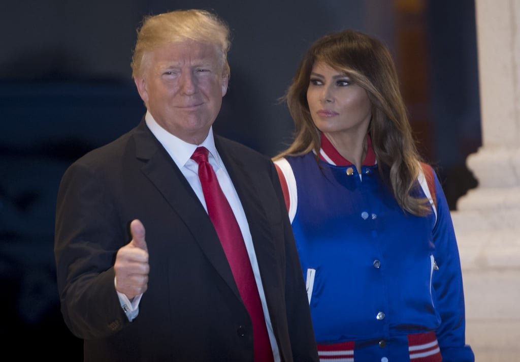 Melania Trump's Red White and Blue Jacket at Super Bowl 2018