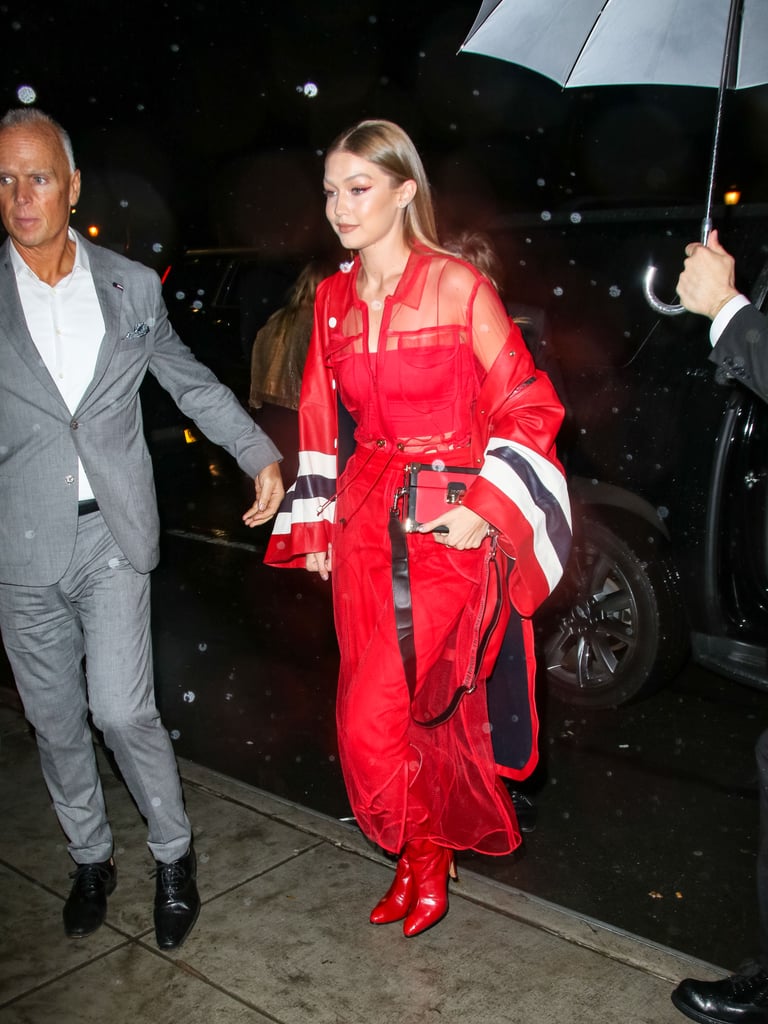 Gigi Hadid Red Tommy Hilfiger Outfit September 2018