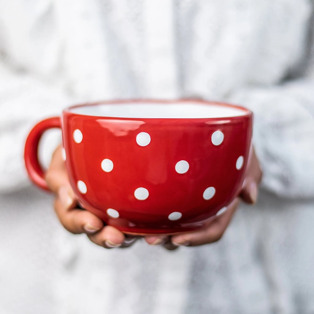 A Cosy Mug: Extra Large Red Polka Dot Stoneware Mug