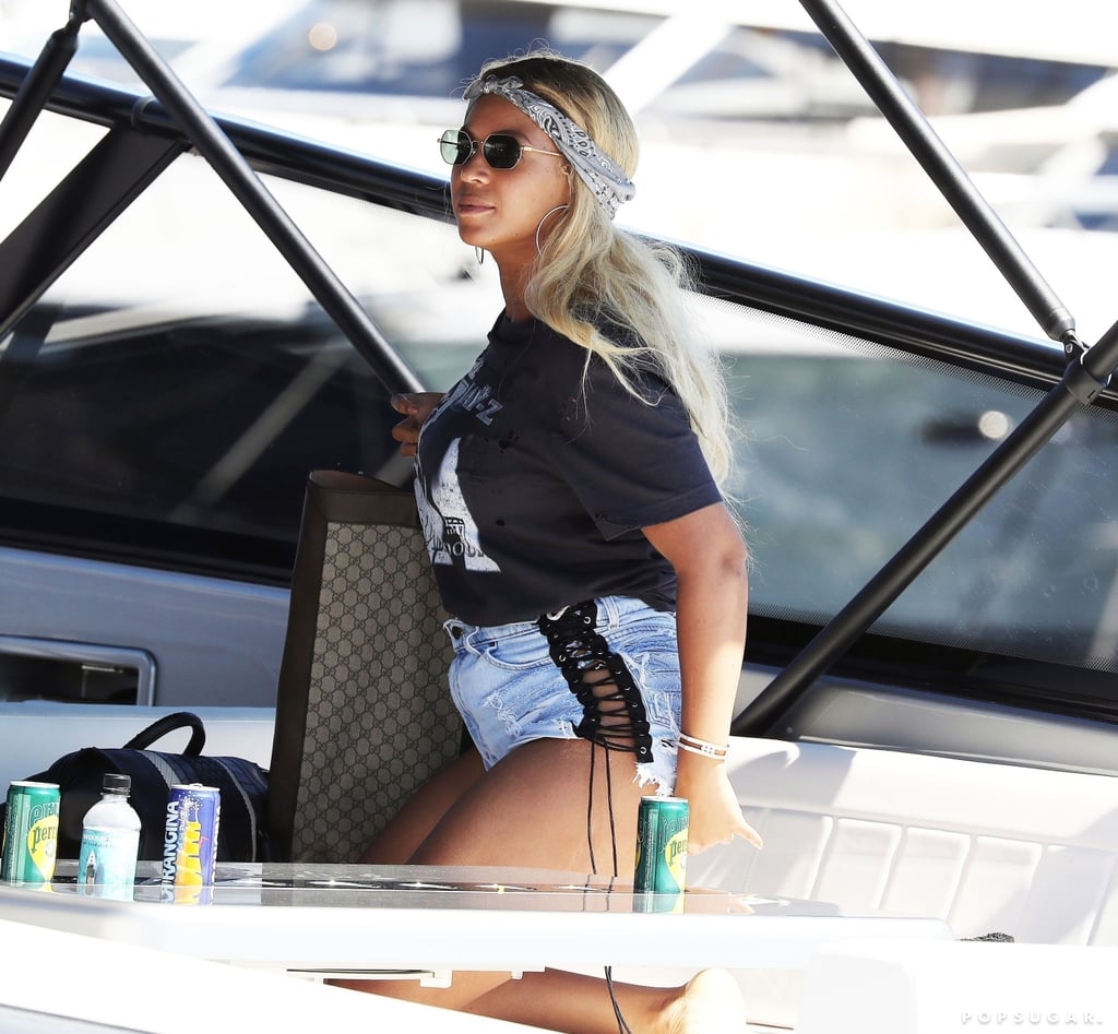 Beyoncé Denim Shorts With Lace Up Sides