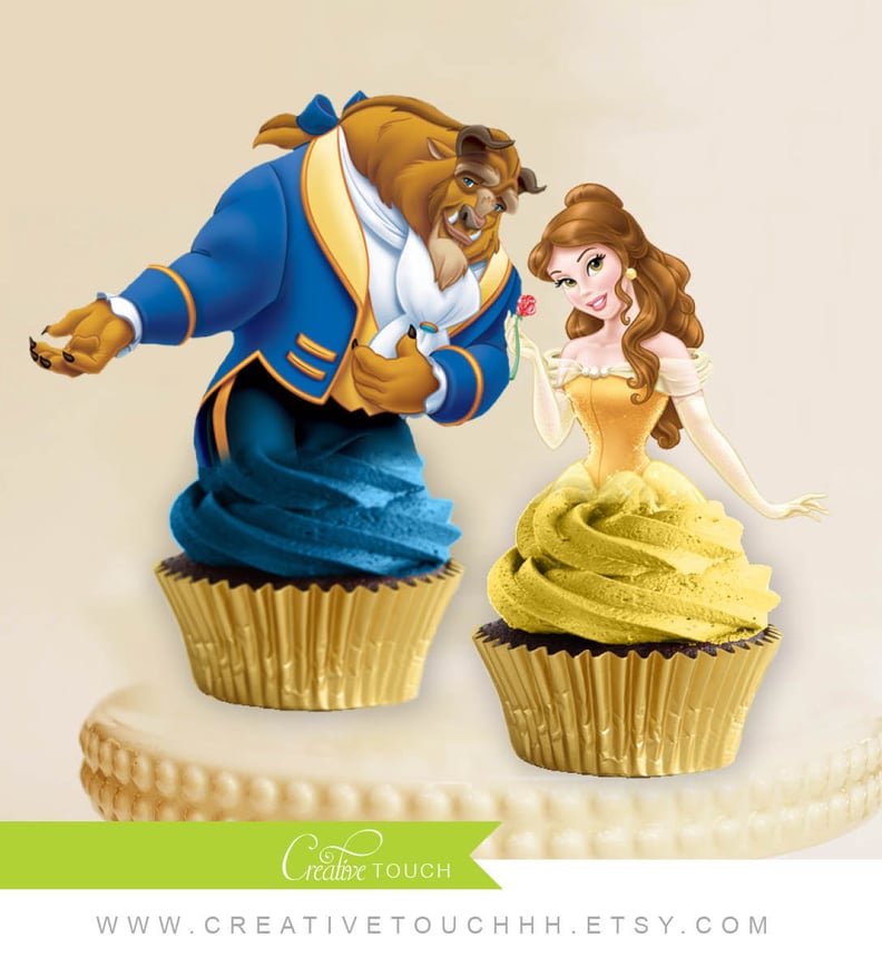 Princess Belle and the Beast Cupcake Toppers