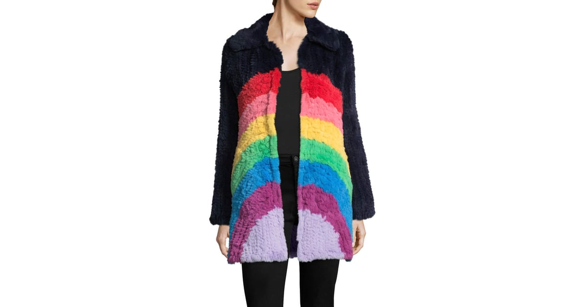 Manoush Rainbow Rabbit Fur Coat Rejoice Rainbow Coats Are Here