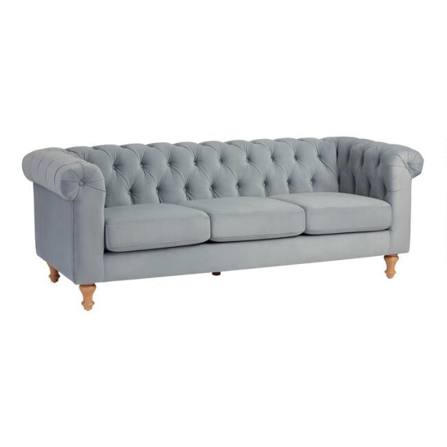 Steel Blue Velvet Quentin Chesterfield Sofa