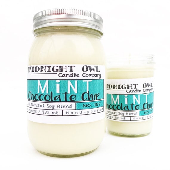 Mint chocolate chip candle