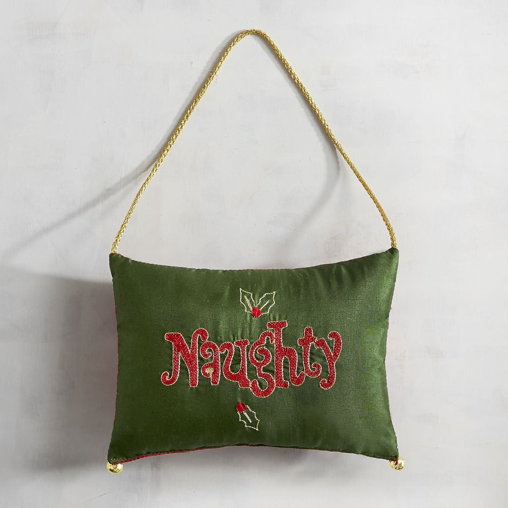 Naughty and Nice Hanging Mini Pillow