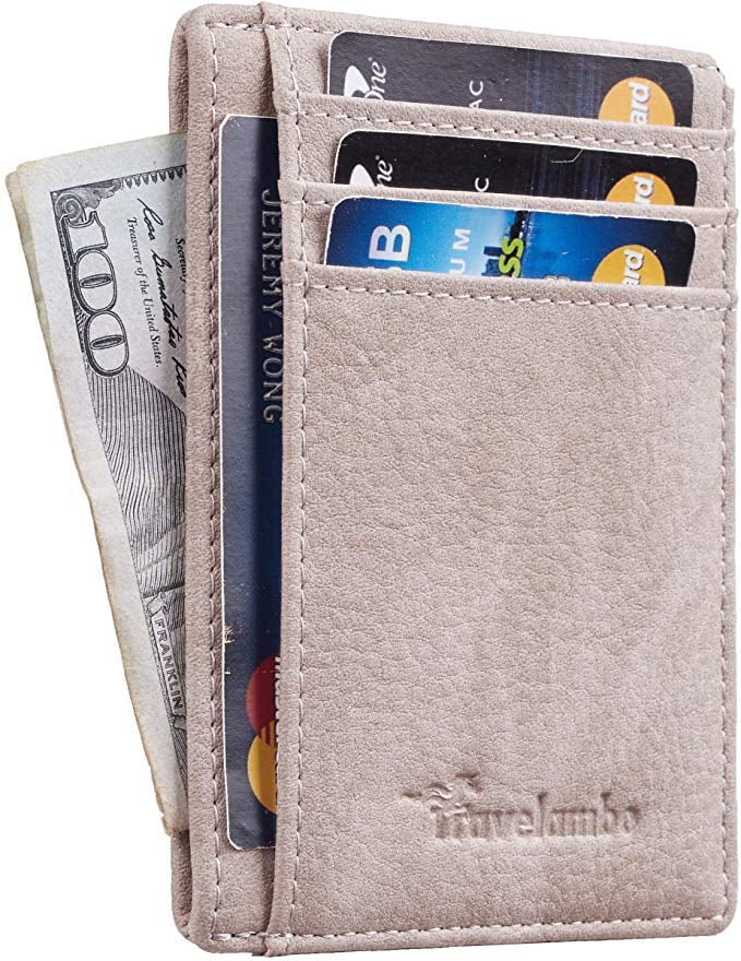 Travelambo Front Pocket Minimalist Leather Slim Wallet