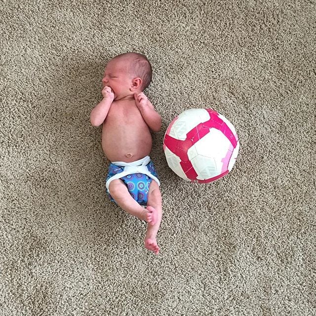 Baby vs. soccer ball.