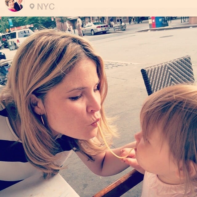 Jenna Bush Hager shared a string of spaghetti with her daughter, Mila.
Source: Instagram user jennabhager