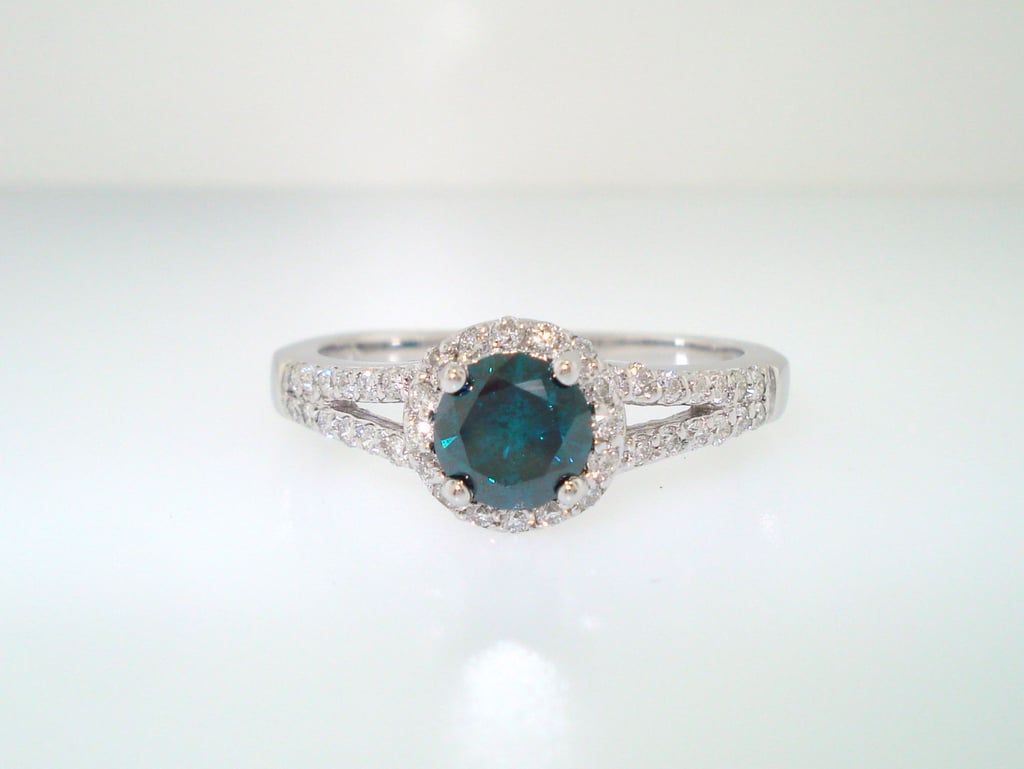 We found your "something blue," in this 1.03 carat engagement ring ($1,499).