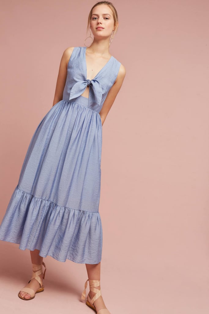 Shoshanna Kayla Tie-Front Midi Dress