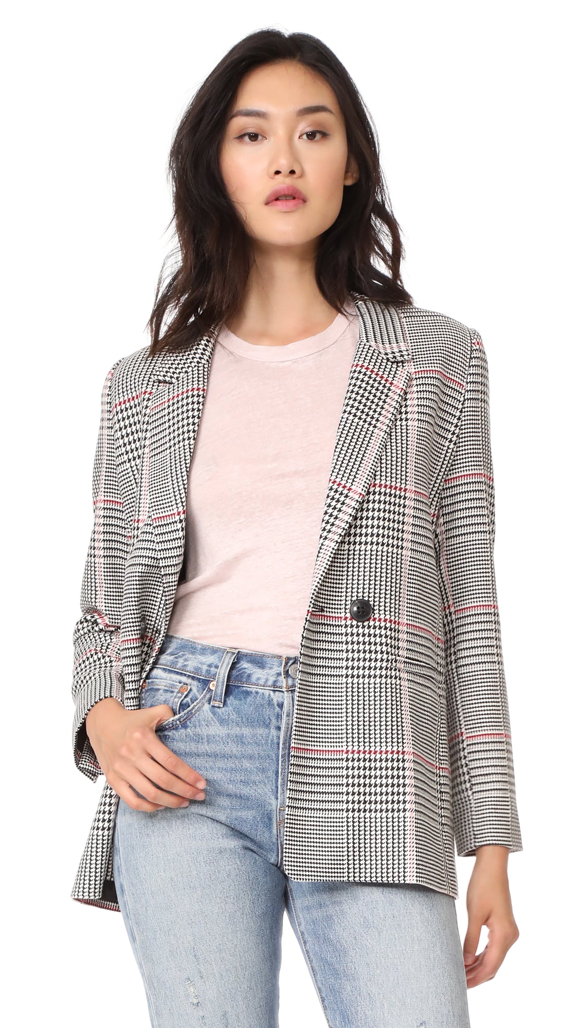 anine bing plaid jacket