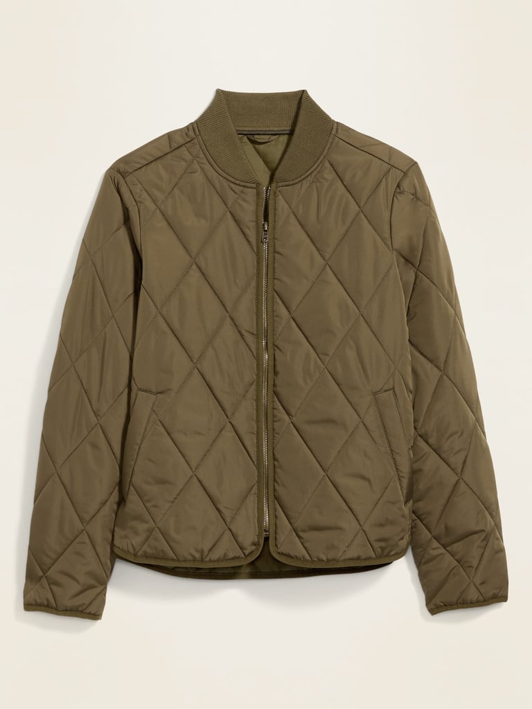 Diamond-Quilted Zip Jacket