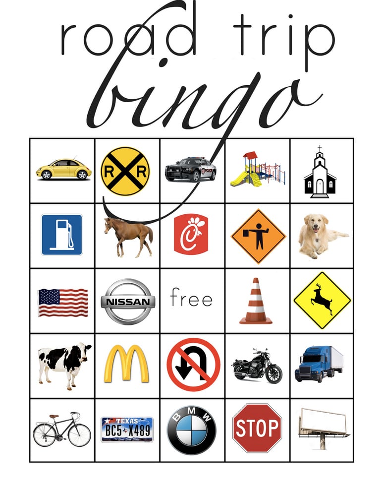 canada road trip bingo