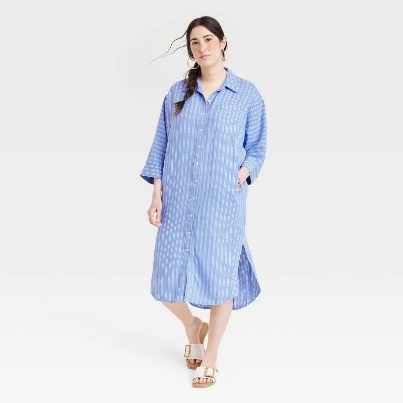 Universal Thread 3/4 Sleeve Linen Midi Shirtdress