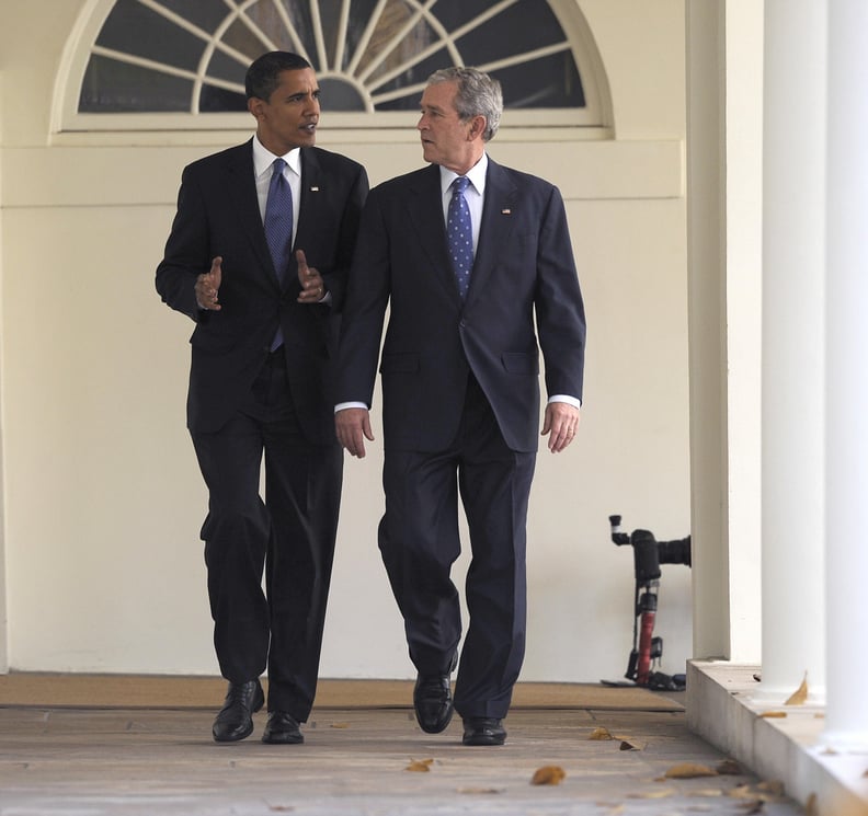 Walking through the White House's colonnade in 2008