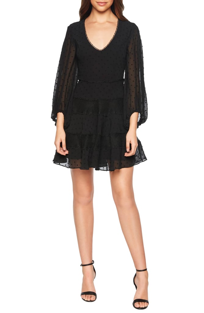 Bardot Mae Lace & Swiss Dot Fit & Flare Minidress