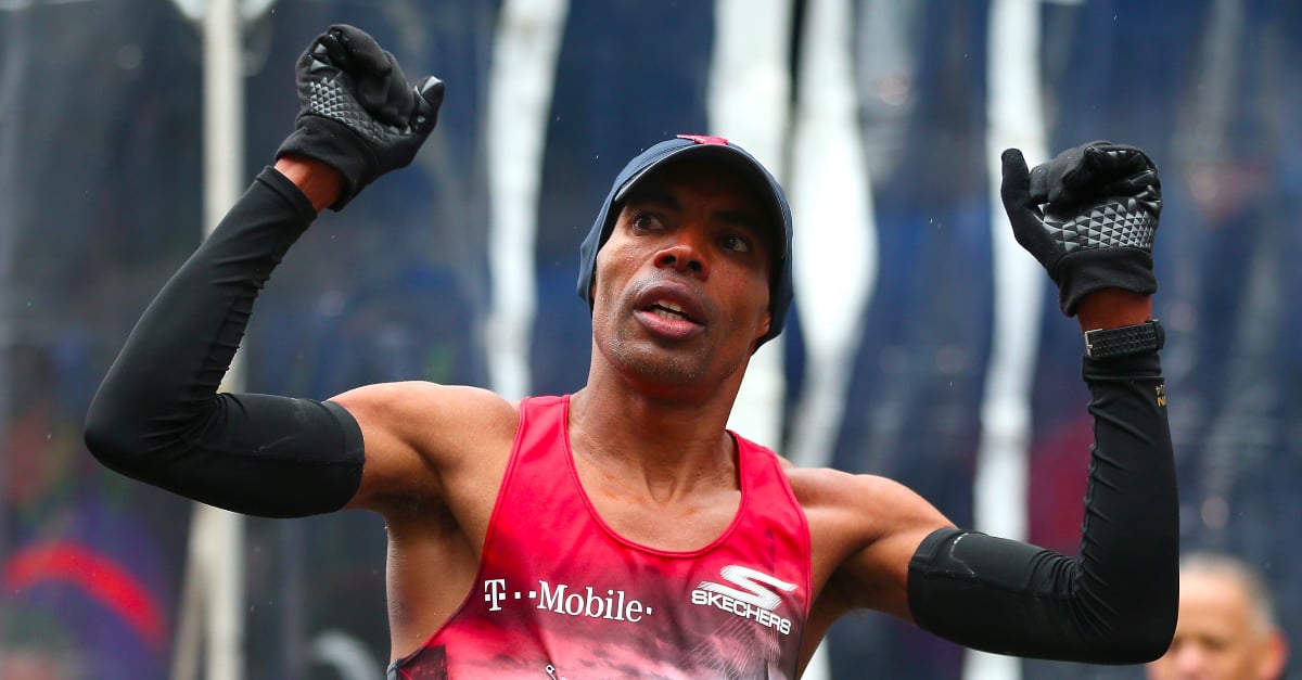 Meb Keflezighi Surprises Runner at Boston Marathon Finish | PS Fitness