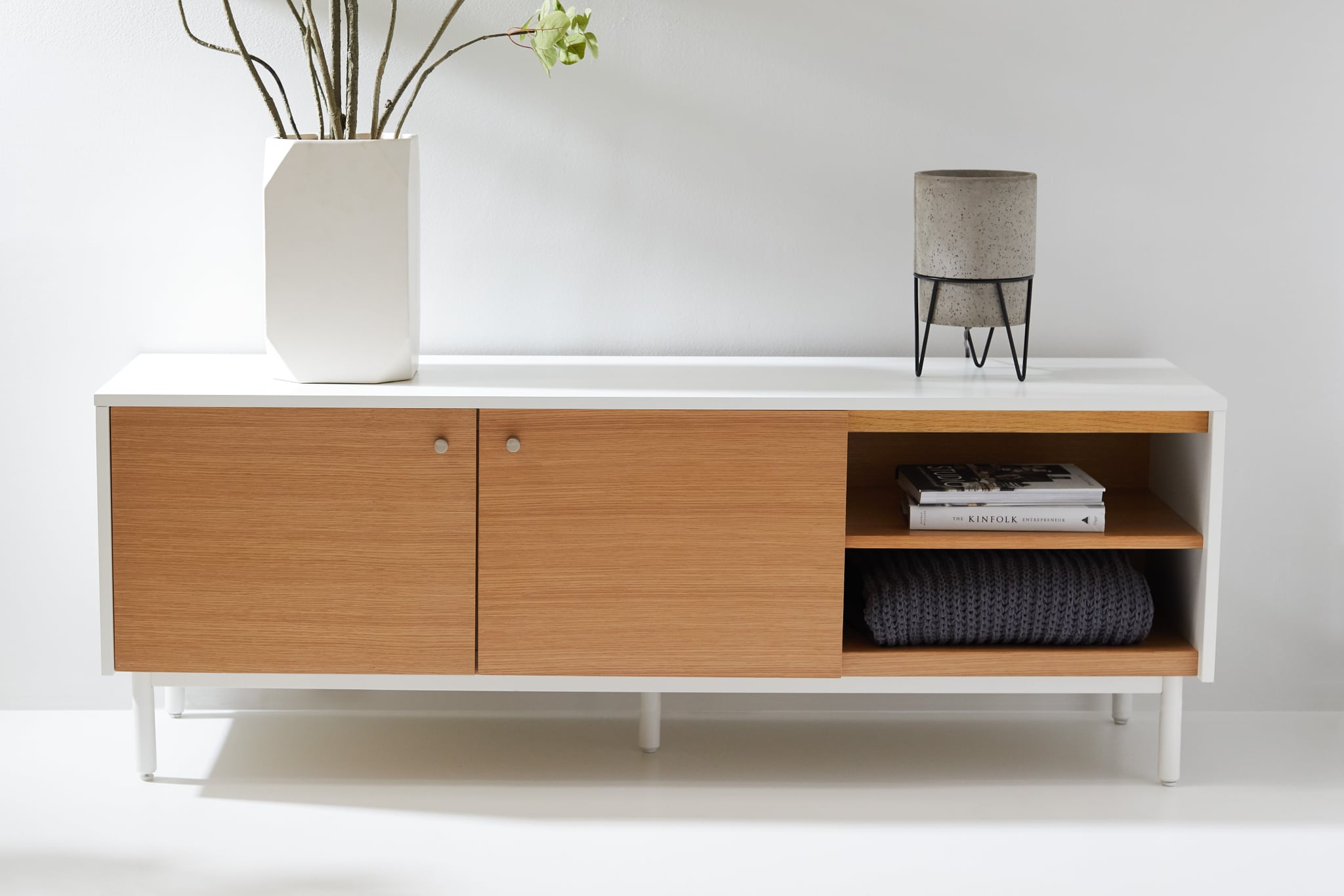 Modrn Scandinavian Finna Low Profile Media Cabinet Walmart S