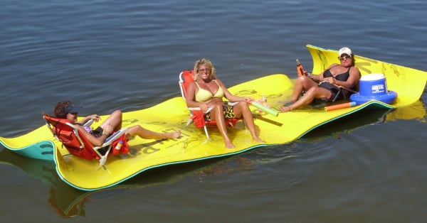 the aqua lily pad creates a floating temporary island