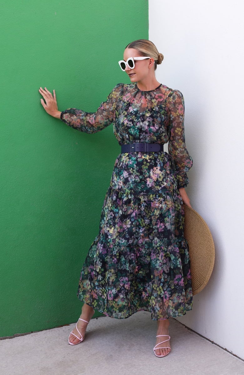 Sheer sleeve floral dress 2025