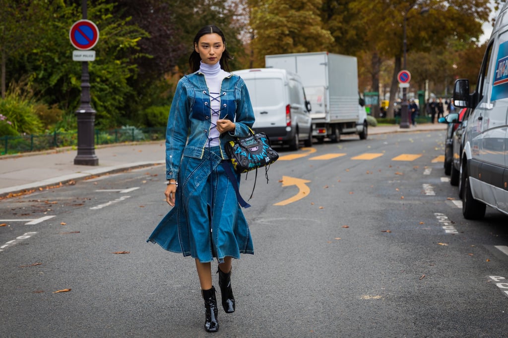 Wear a Jumper With a Lace-Up Jacket and a Matching Skirt