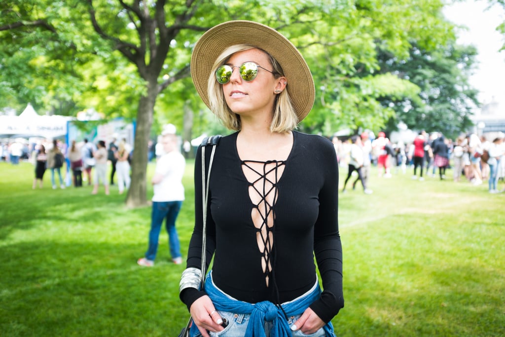 A lace-up bodysuit showed just the right amount of skin.