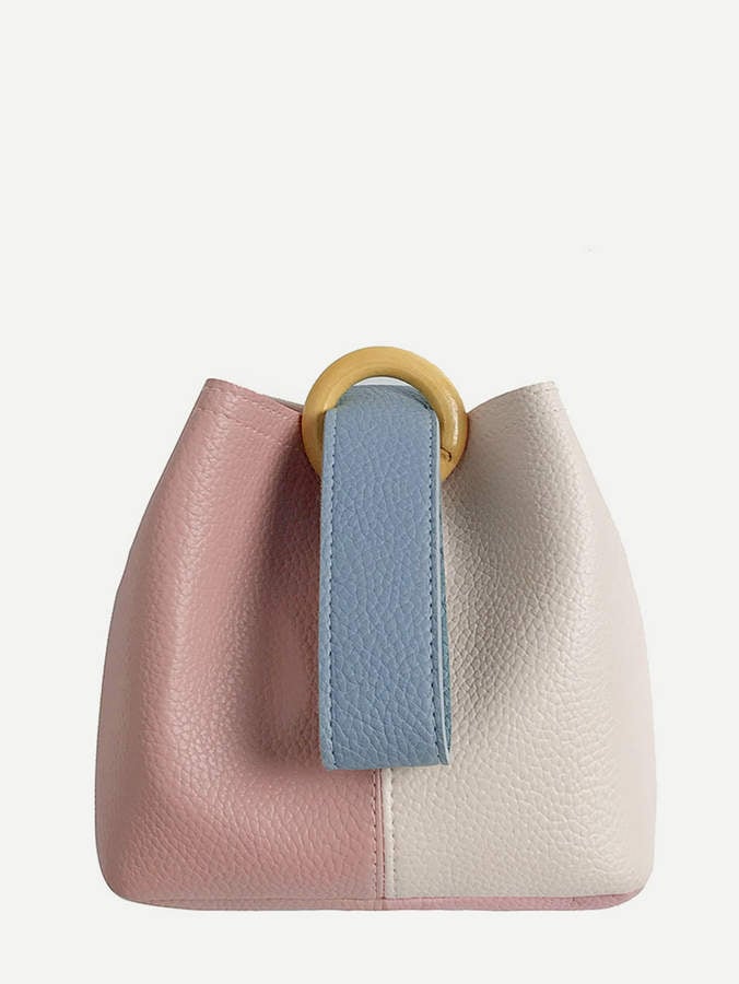 Shein Two-Tone Bucket Bag With Clutch