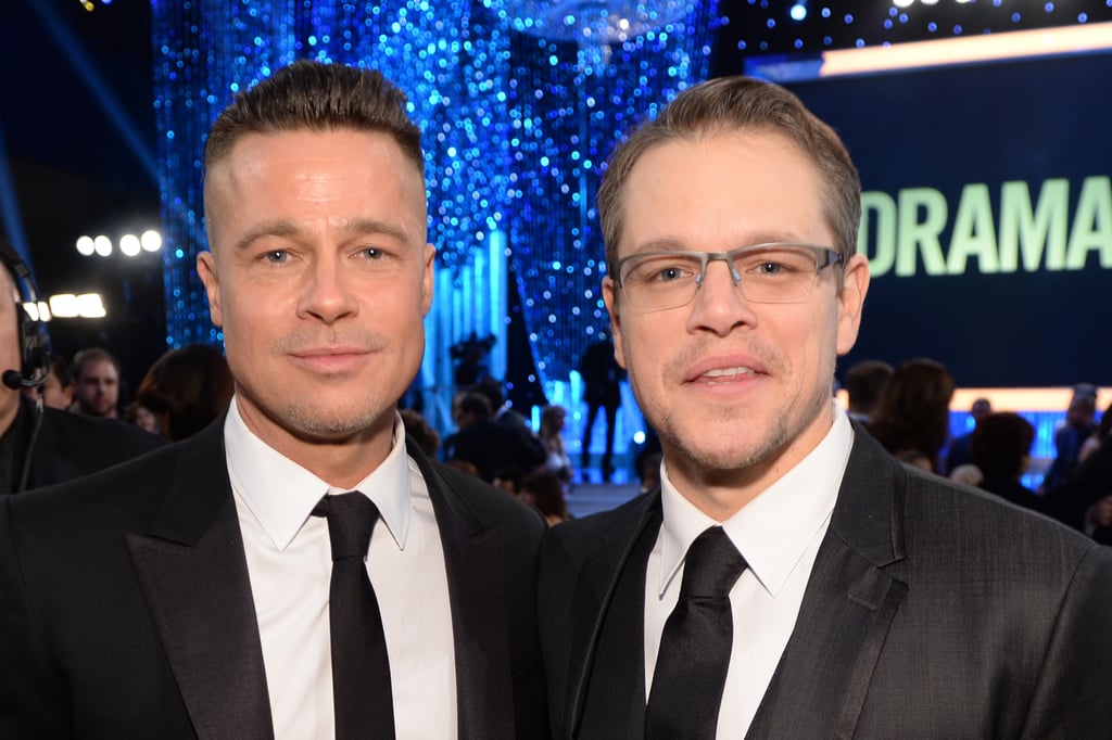 Brad Pitt and Matt Damon smiled.