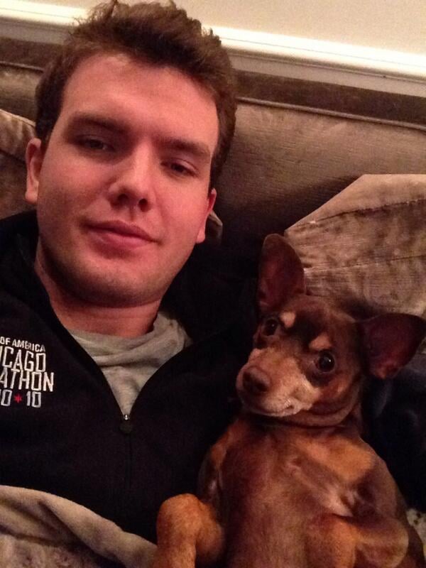 When he snuggled up to man's best friend.