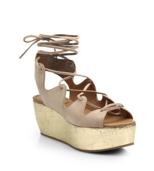 See by Chloé Lace-Up Metallic Leather and Suede Platform Sandals ($305)