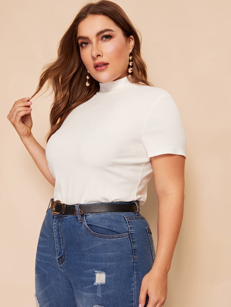 Shein Mock-Neck Slim Fitted Tee