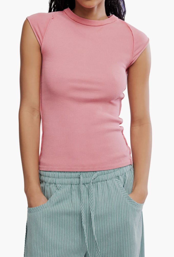Free People Ever Had Cap Sleeve Cotton T-Shirt