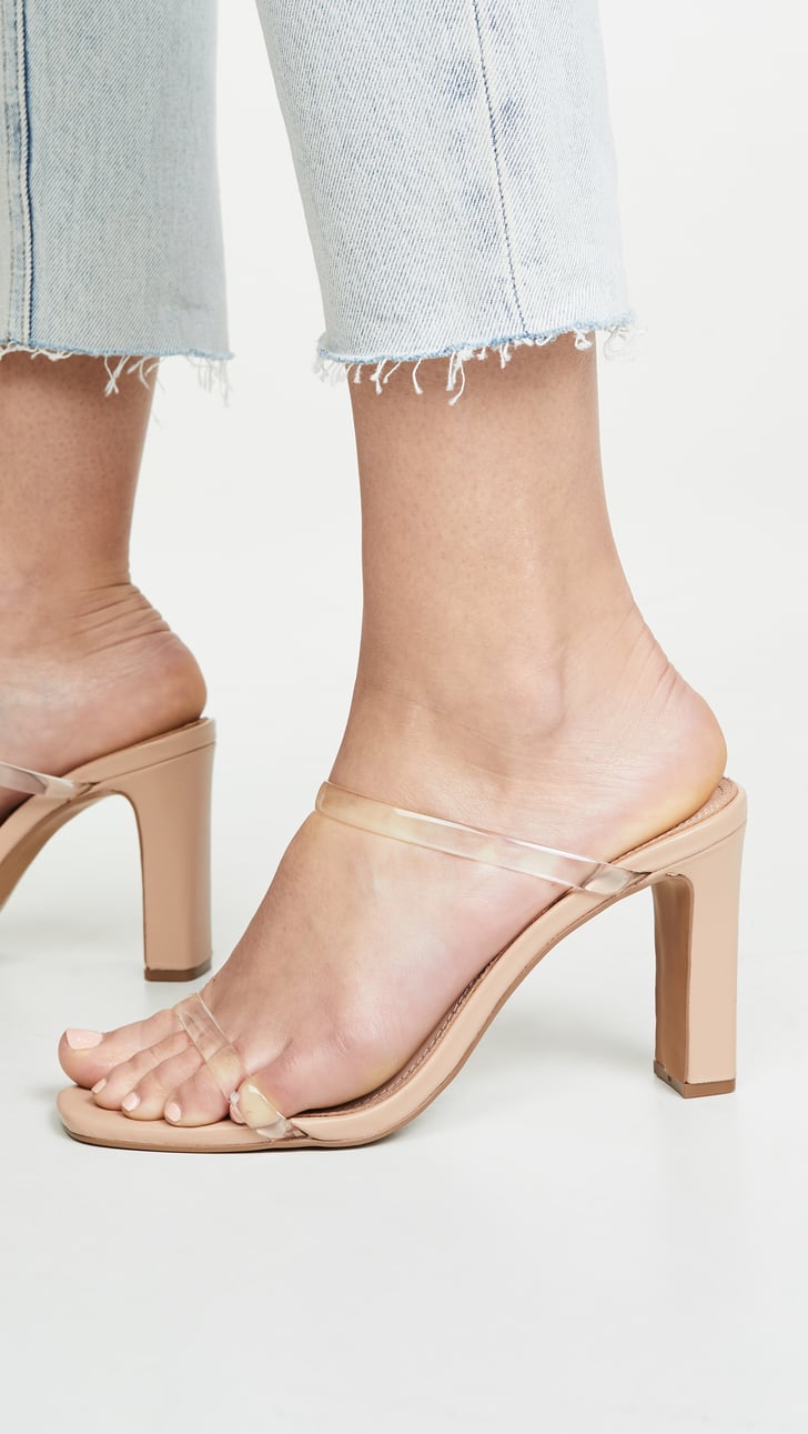 Steven Jersey Double Strap Slides | Kendall Jenner Clear Heels With ...