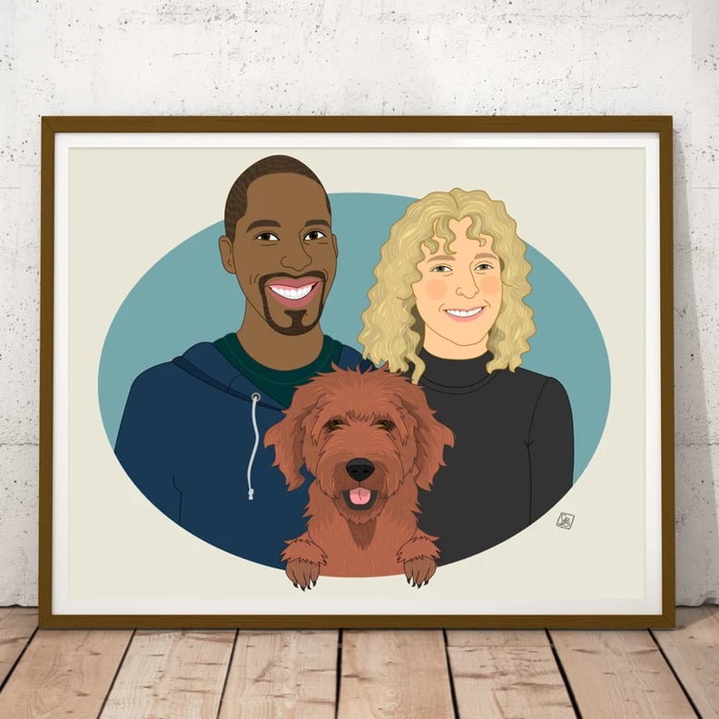 Custom Artwork: Couples Portrait With Pet