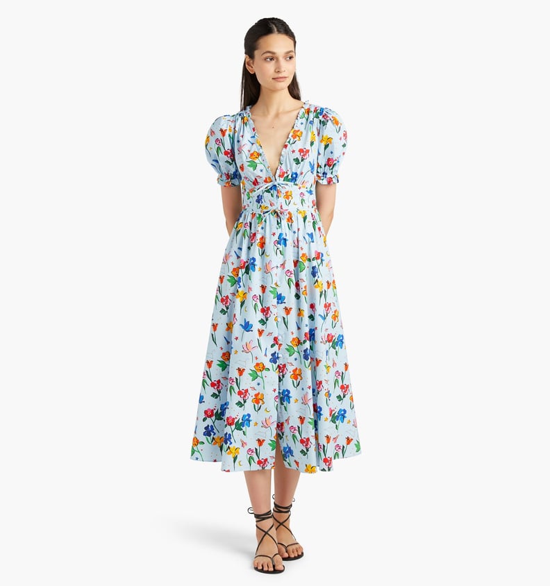 Hill House Home The Sabrina Dress in Light Blue Space Floral
