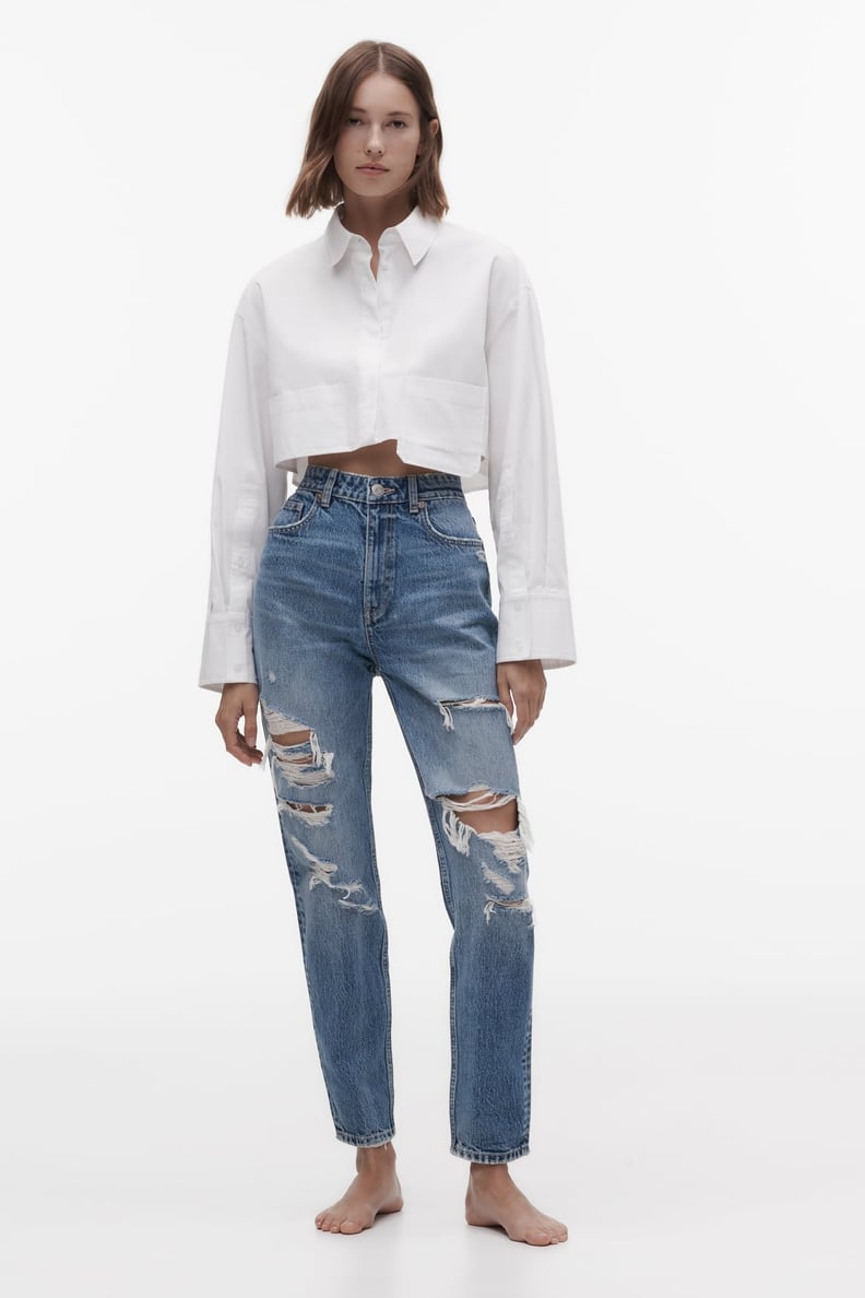 Best Zara Mom Jeans: Zara TRF Ripped Mom Fit Jeans
