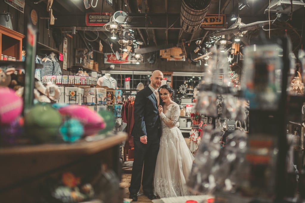 Couple's Engagement and Wedding Photos at Cracker Barrel