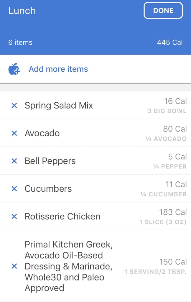 salad calories counter