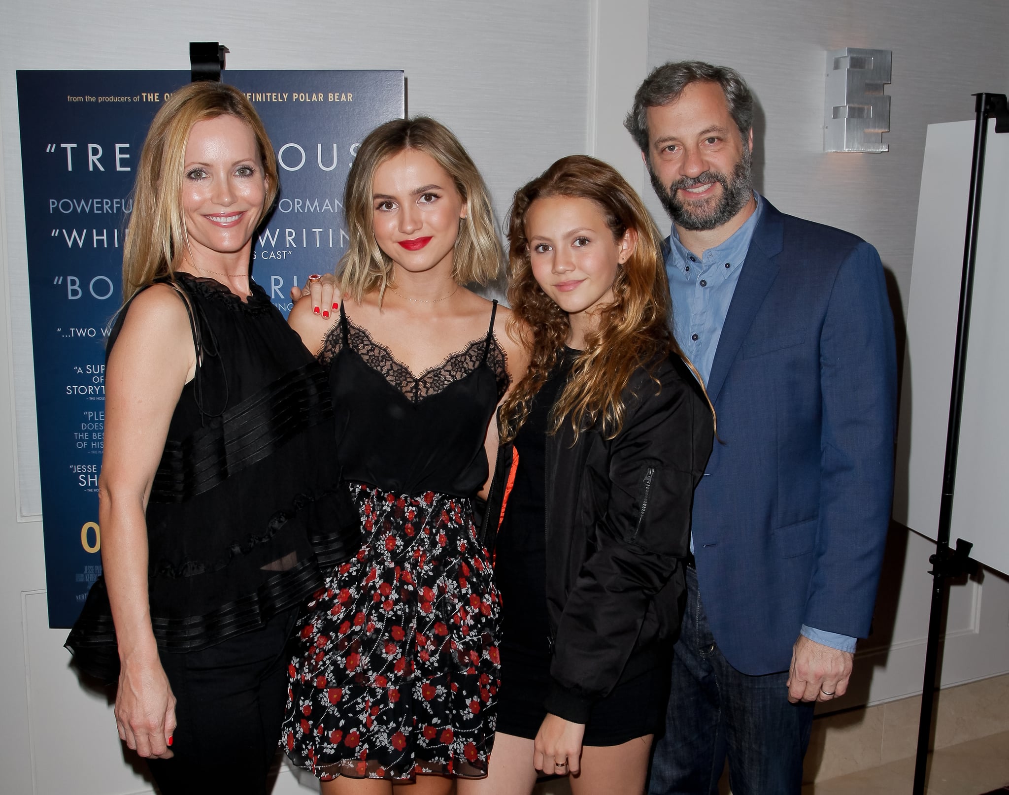 WEST HOLLYWOOD, CA - AUGUST 31:  (L-R) Leslie Mann, Maude Apatow, Iris Apatow and Judd Apatow attend the Premiere of Vertical Entertainment's 'Other People' at The London West Hollywood on August 31, 2016 in West Hollywood, California.  (Photo by Tibrina Hobson/Getty Images)