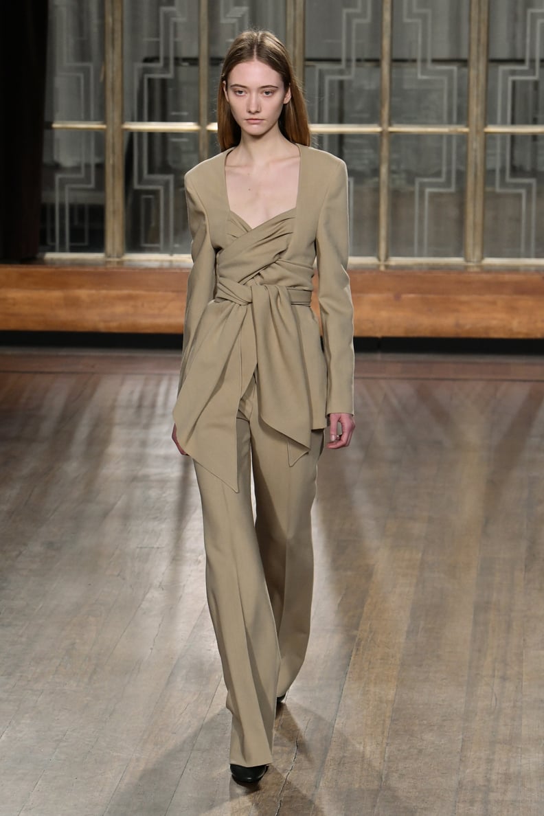 A Beige Suit From the Petar Petrov Fall 2020 Runway at London Fashion Week