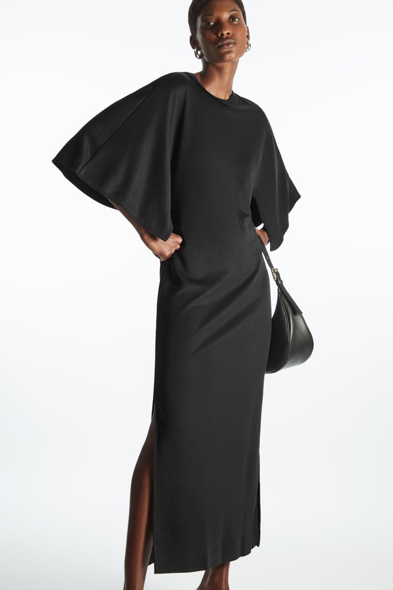 Black Dress For Funeral: COS Ruffle Sleeve Midi Dress