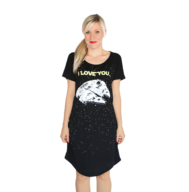 Clearly Han and Leia's exchange in The Empire Strikes Back is iconic, but it doesn't get any cuter than this supercozy I Love You, I Know Sleep Shirt ($32) from Her Universe. Turn out the lights at bedtime, and see Han's haughty response for whenever the princess love of your life declares her love: "I know."
— KS