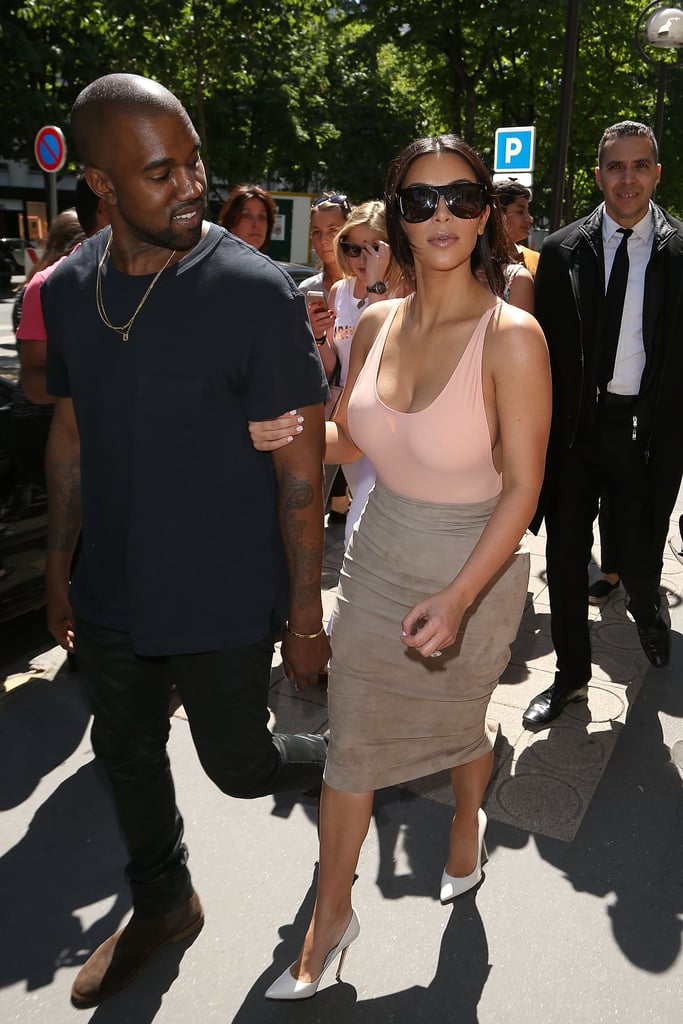 Ahead of their wedding, Kim and Kanye went shopping on Paris's Avenue Montaigne.
