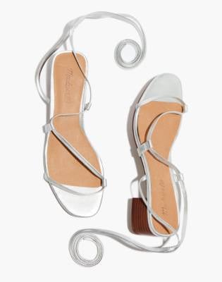Madewell The Brigitte Lace-Up Sandal in Metallic Leather