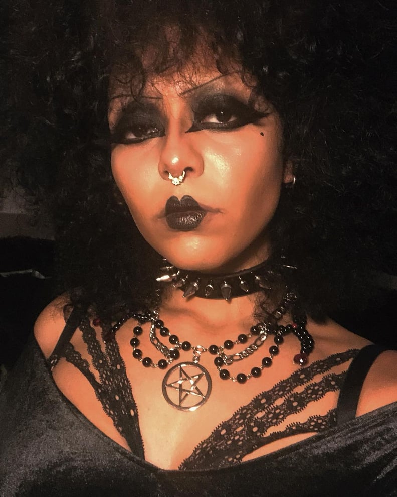 plus size trad goth fashion + trad goth makeup