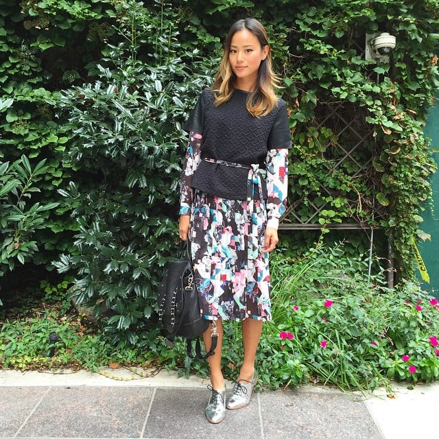 Jamie Chung pulled off the layers look with a stylish outfit. 
Source: Instagram user jamiejchung