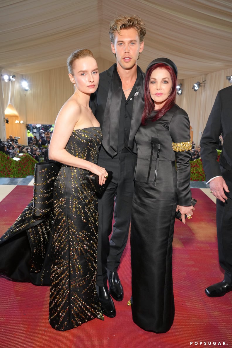 Olivia DeJonge, Austin Butler, and Priscilla Presley at the 2022 Met Gala